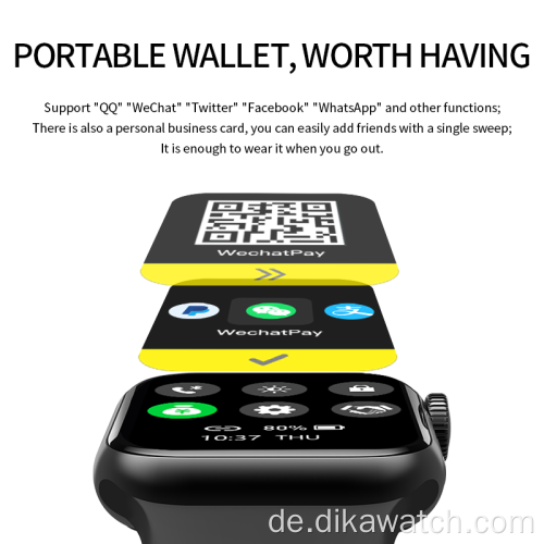 HW18 Smartwatch Wallet Funktion Bluetooth Anruf Doppeltaste
